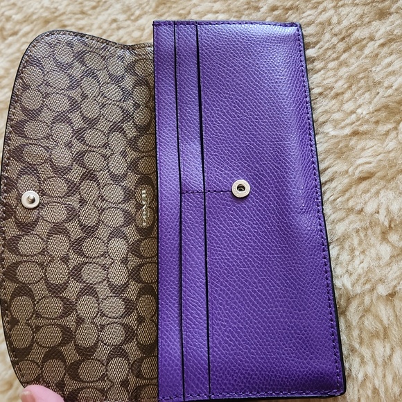 NWT Coach Purple Crossgrain Leather Soft Slimline Wallet ππ - Picture 12 of 16